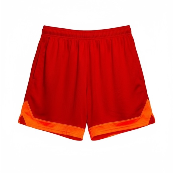 Under armour boys size large red and orange  athletic shorts - Picture 2 of 2